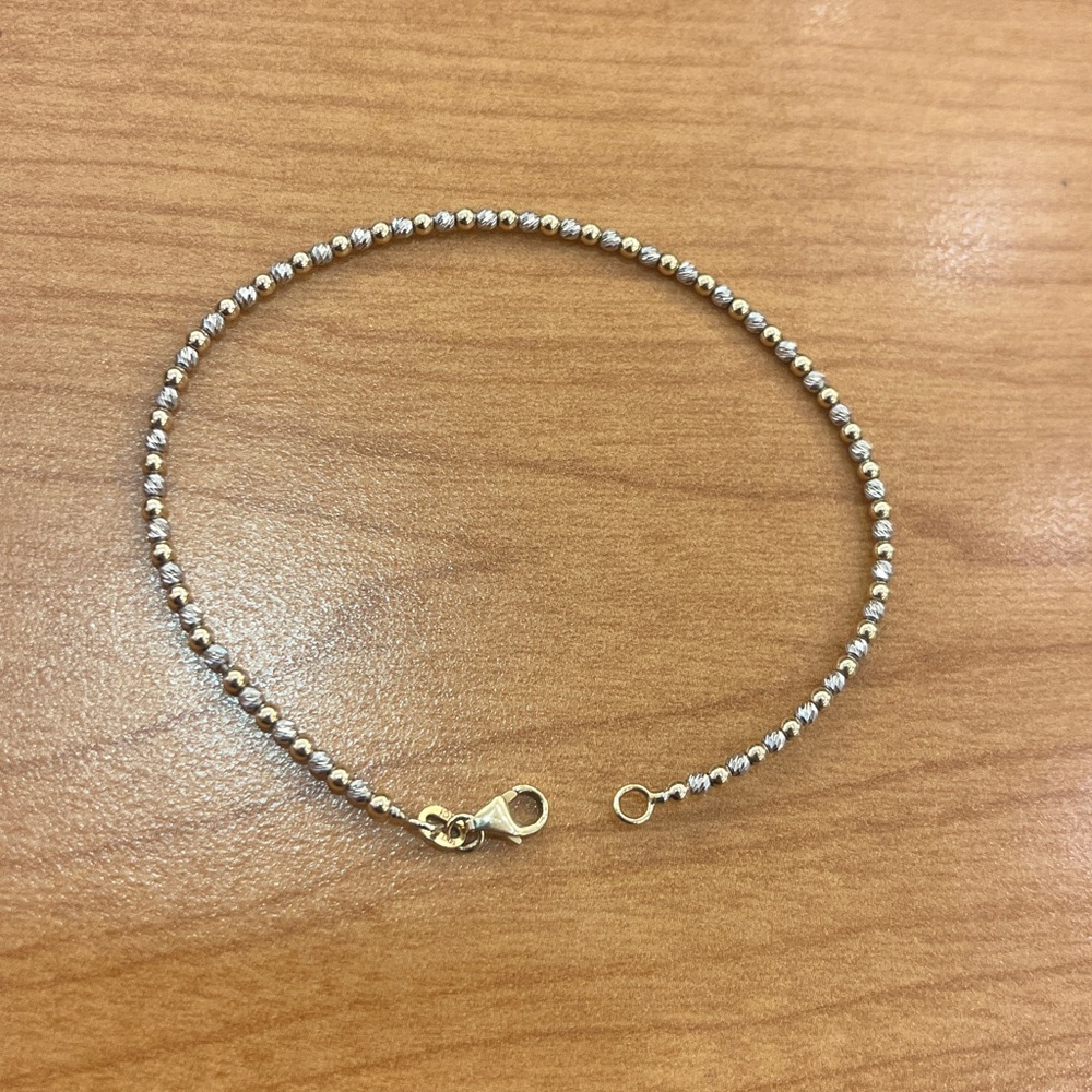 14k yellow gold two tone beaded bangle